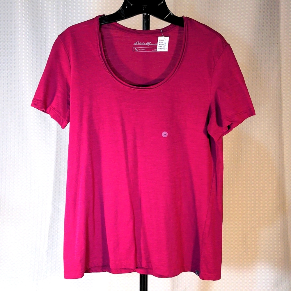 Eddie Bauer short sleeve cotton shirt pink S